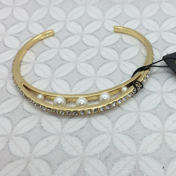 Vince camuto pearl cuff bracelet gold crrstal - Picture 1 of 7
